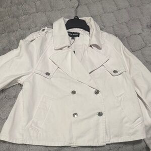 Steve Madden White Double-Breasted Pea Coat